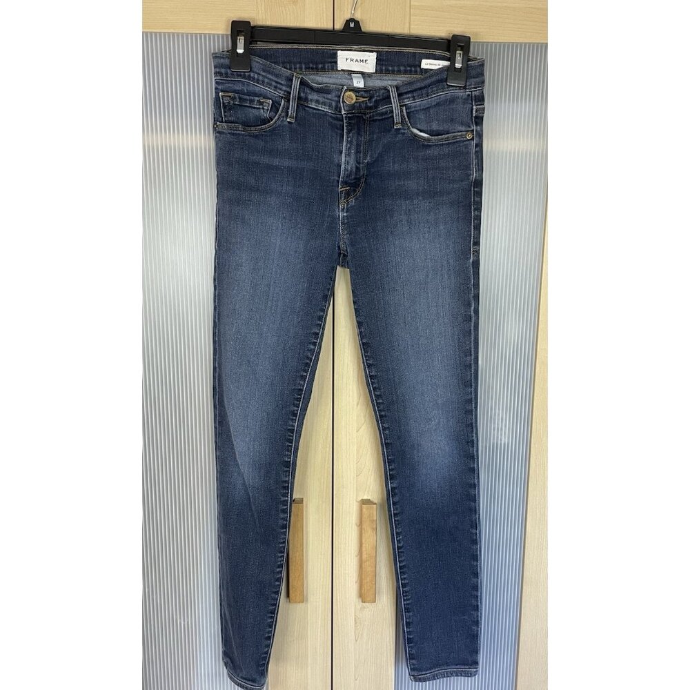 Frame Le Skinny De Jeanne Jeans Sz 27 Blue Mid Rise Cotton Stretch Denim Casual